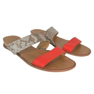 Dolce Vita Paci Snake Print Bright Orange Wedge Sandals SIZE 10